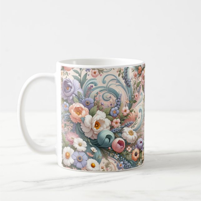 Mug Tourbillons floraux Whimsical en Pastel (Gauche)