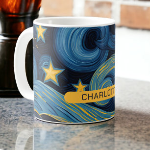 Mug Tournesol de nuit moderne Starry Nom personnalisé