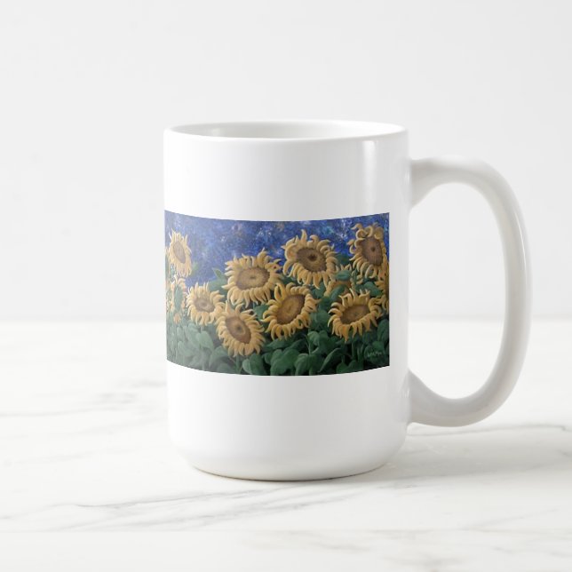 Mug Tournesol éclairé par la lune de nuit étoilée (Droite)