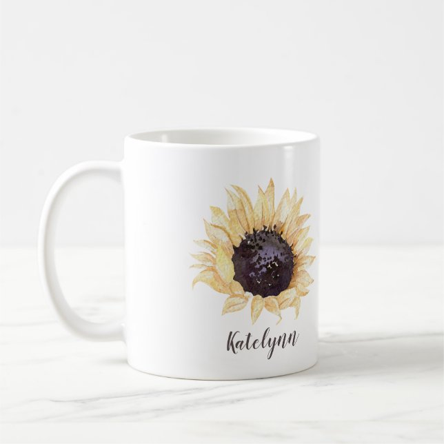 Mug Tournesol jaune et Brown Tournesol Personnalisé (Gauche)