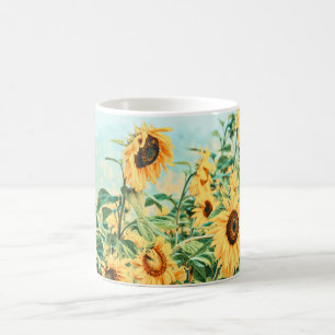 Mug Tournesol Jaune Turquoise Art Design