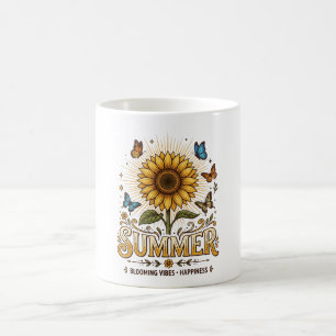 Mug Tournesol vibrant en fleurs avec papillons l'été