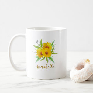Mug Tournesols Boho avec nom Cadeau