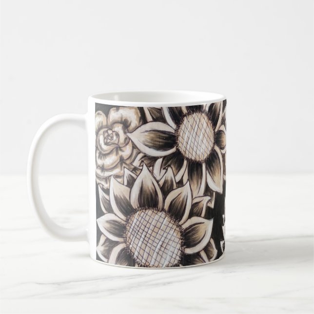 Mug Tournesols et boue Rose (Gauche)