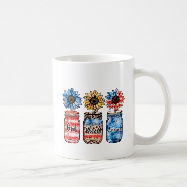 Mug Tournesols patriotiques dans les jarres | Dieu bén (Droite)
