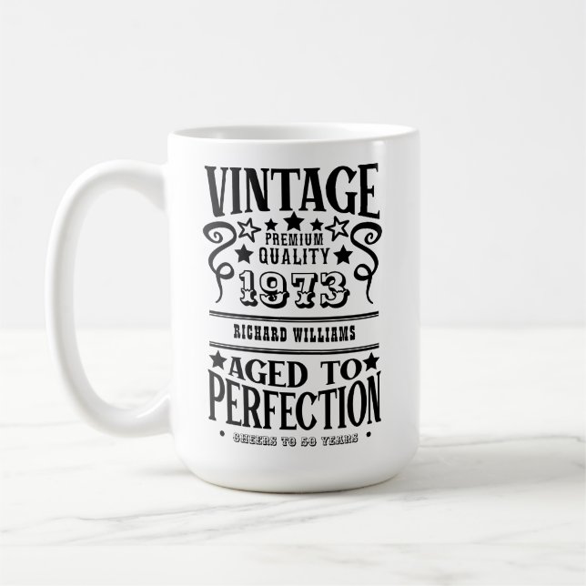 Mug Tout âge Vintage Whiskey thème Anniversaire Cadeau (Gauche)