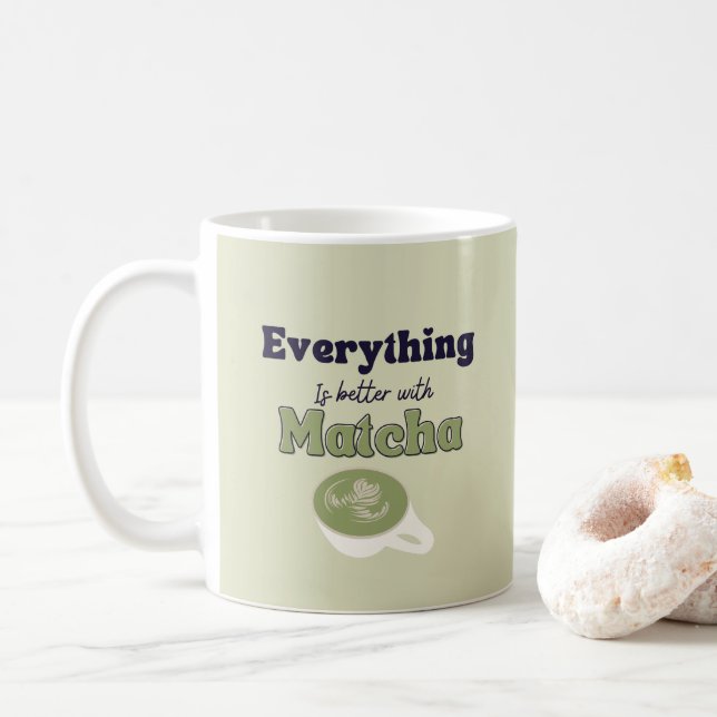 Mug Tout est mieux avec matcha, Thé vert Matcha (Avec donut)