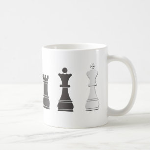 Mug Tout l'un blanc noir, pièces d'échecs