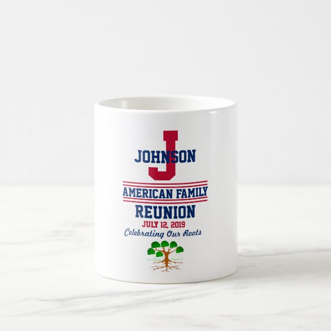 Mug Tout nom Famille Réunion avec n'importe quelle dat (Centre)