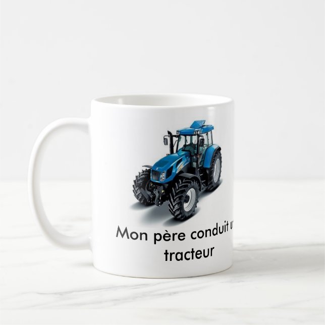 Mug tracteur bleu, tracteur bleu, conduit Mon père un  (Gauche)