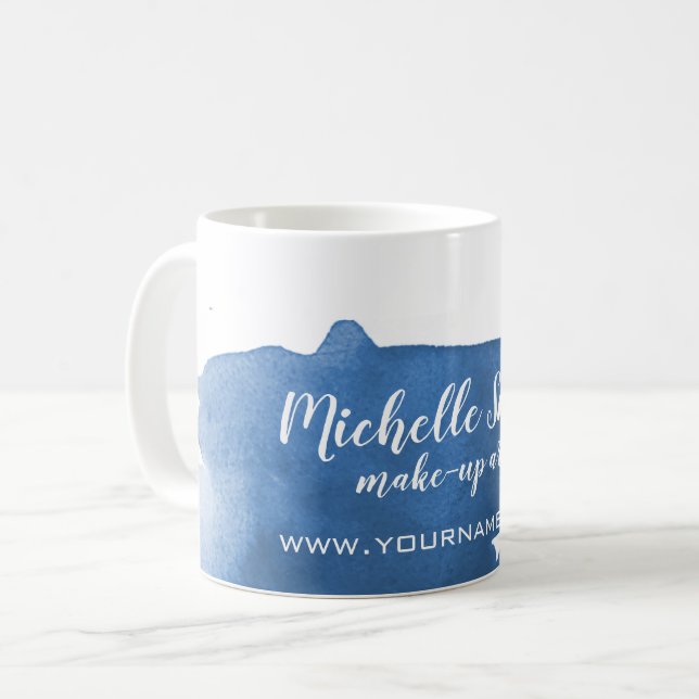 Mug trait de brosse Abstrait couleur bleu aquarelle (Devant gauche)