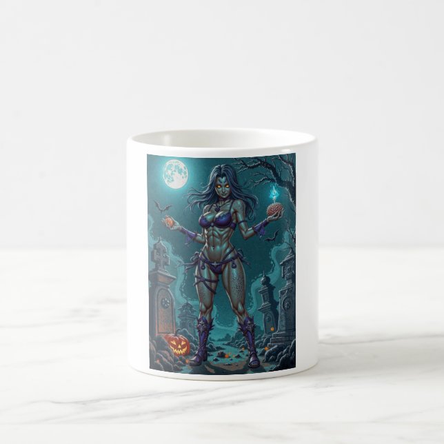 Mug Traite d'Halloween ou ami Zombie w Cerveau (Centre)