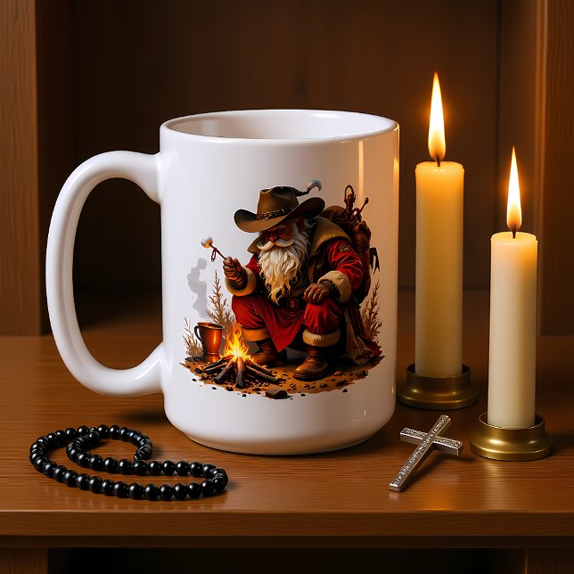 Mug Traitement de feu de camp du Père Noël occidental (Créateur téléchargé)