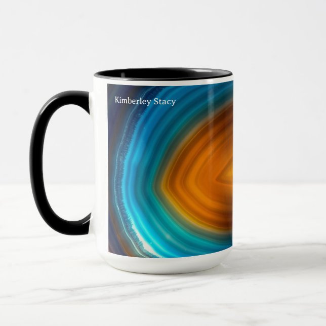 Mug Tranche d'Agate Bleue Moderne Or (Gauche)