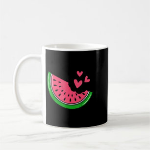 Mug Tranche de pastèque mignonne mordue avec des coeur