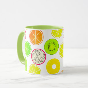 Mug Tranches de fruits tropicaux, agrumes, kiwis et dr