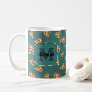 Mug Tranches de pizza cool motif sarcelle vintage Mono