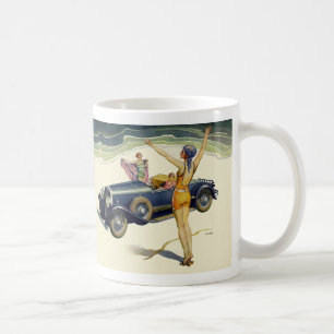 Mug Transport vintage Voiture convertible sur la plage
