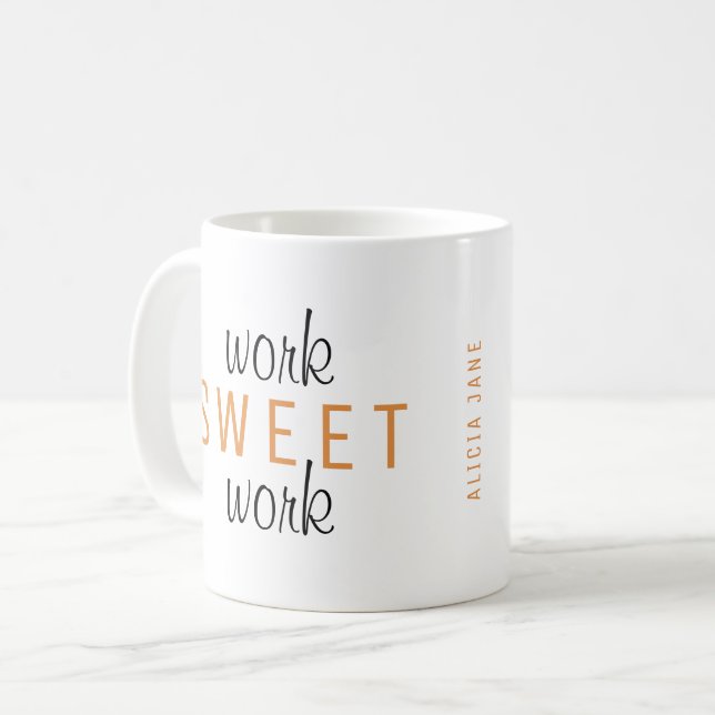 Mug Travail amusant du travail à domicile typographie  (Devant gauche)