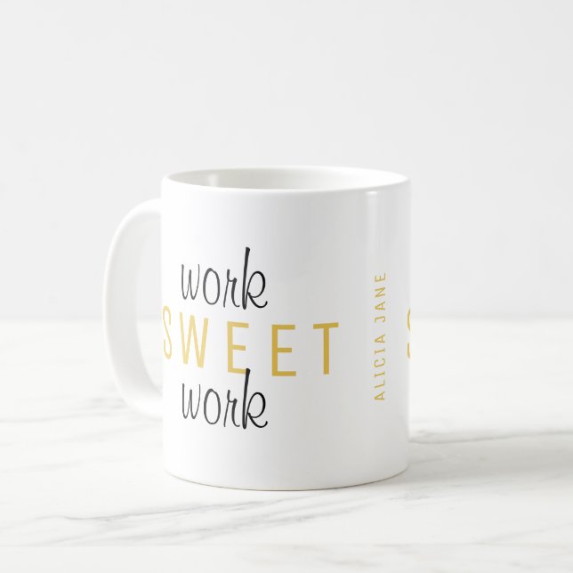 Mug Travail amusant du travail à domicile typographie  (Devant gauche)