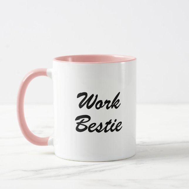 Mug Travail Bestie Amusants Coworker Typographie Café  (Gauche)