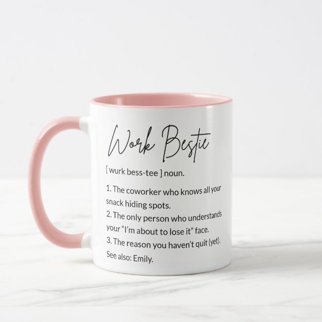 Mug Travail Bestie Cute Love Coworker Définition (Gauche)
