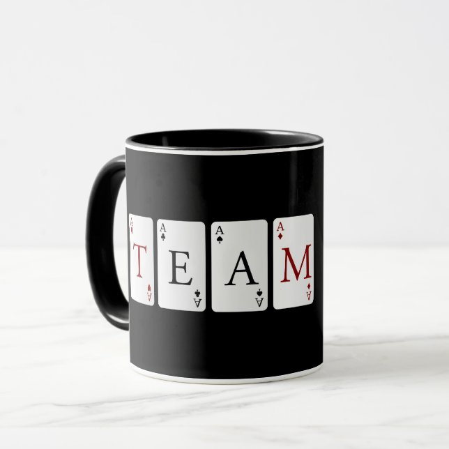 MUG TRAVAIL D'ÉQUIPE. ENSEMBLE ÉQUIPE POUR GAGNER. BOU (Devant gauche)
