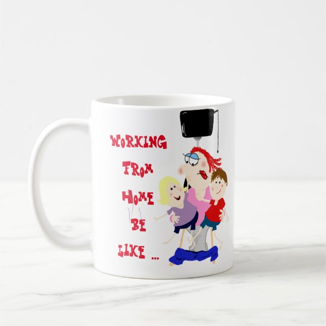 Mug Travailler Drôle À La Maison Avec Les Enfants Mum  (Gauche)