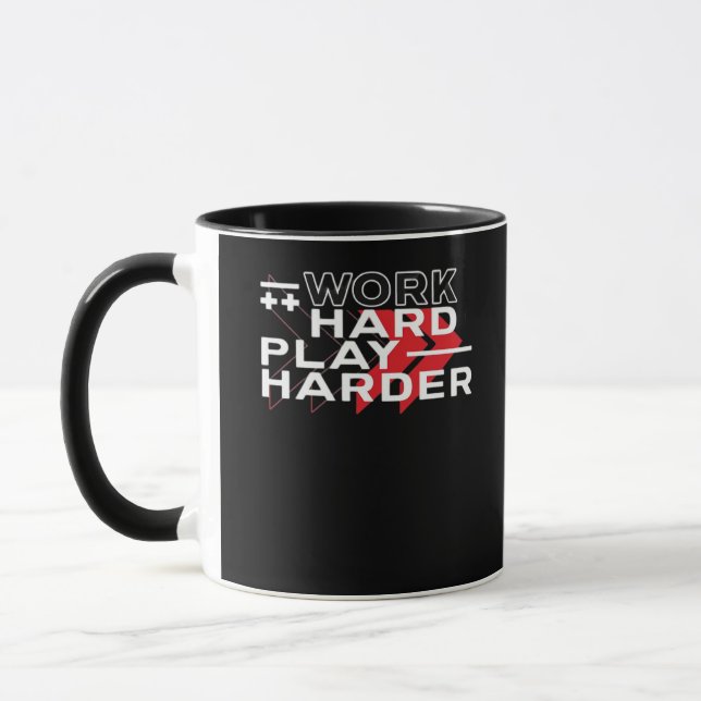 Mug Travailler dur Jouer Dur Motivationnel Jeu Hustant (Gauche)