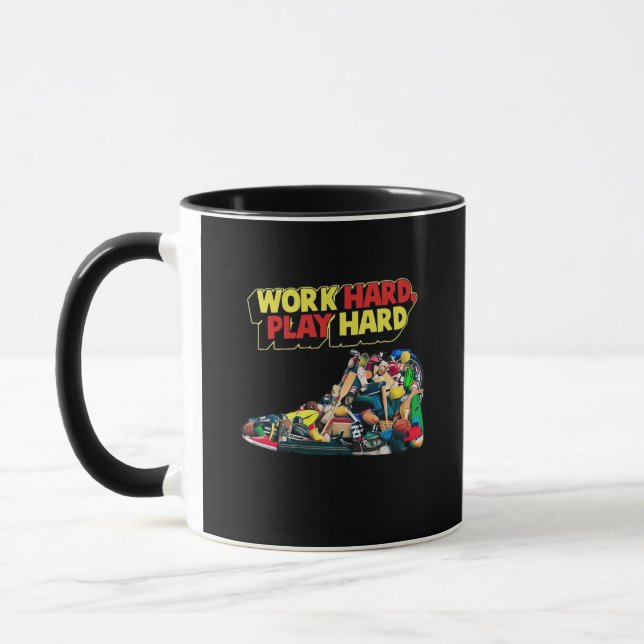 Mug Travailler dur Jouer si dur - Fête du Travail Drôl (Gauche)