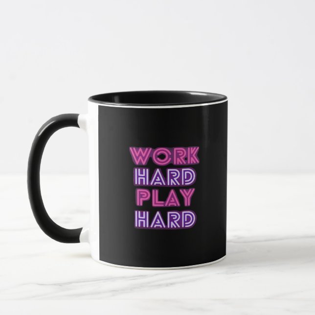 Mug Travailler dur Jouer si dur Neon Classic (Gauche)