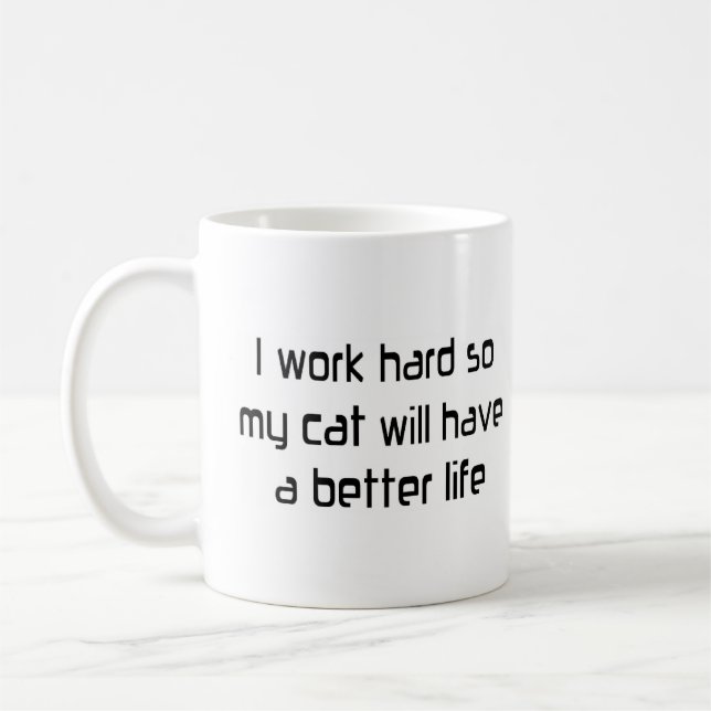 Mug travailler dur pour mon chat (Gauche)