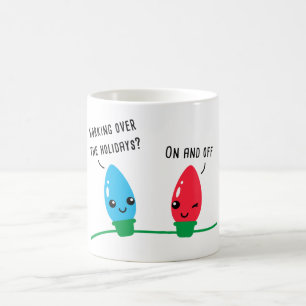 Mug Travailler sur les fêtes lumières de Noël amusante