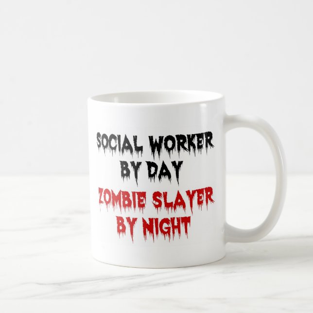 Mug Travailleur social par jour Zombie Slayer par nuit (Droite)
