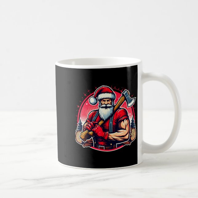 Mug Tree Cutter Santa Funny Lumberjack Christmas Logge (Droite)