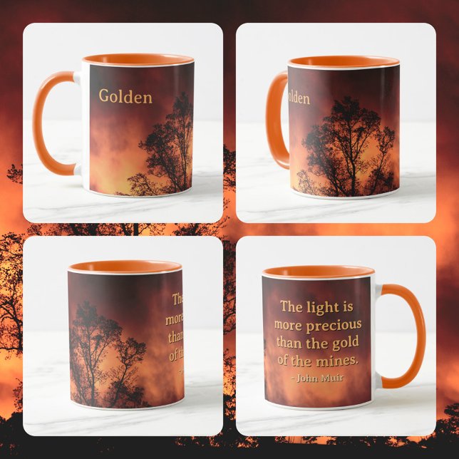 Mug Tree Silhouette Golden Sky John Muir Nature Quote (Combo Mug - choose a color and a size)