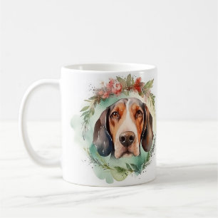 Mug Treeing Walker Christmas Wreath Festive Pup