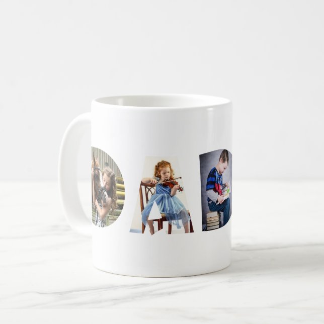 Mug Trendy DAD Transparent Meilleur Papa Jamais 3 Phot (Devant gauche)