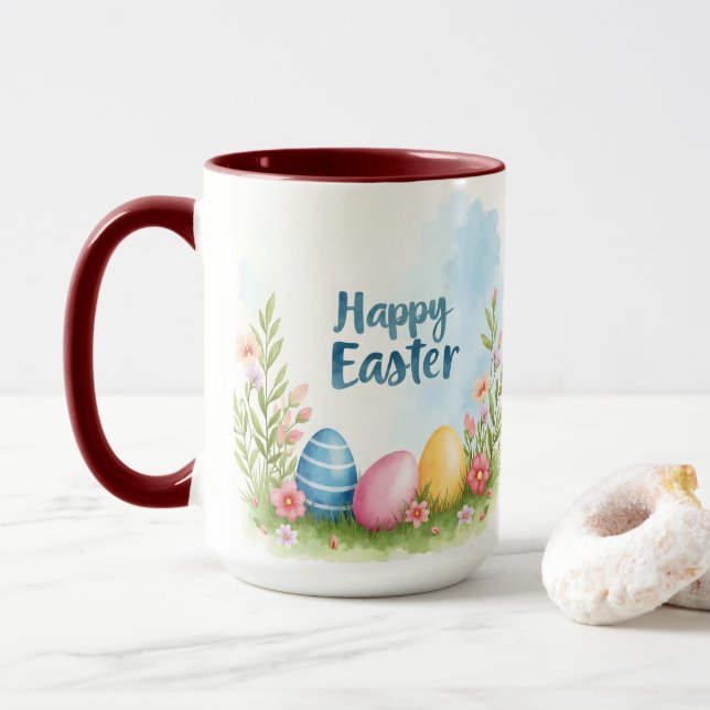 Mug Trendy Easter Eggs Beautiful Collection (Avec donut)