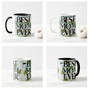 Mug Trendy Meilleure Maman Blanc Floral Moderne