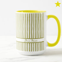 Trendy Yellow Watercolor Mini Stripes Custom Name 