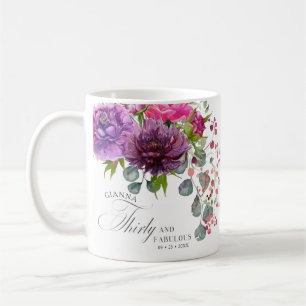 Mug Trente et fabuleux Elégant Floral 30e anniversaire