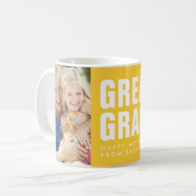 Mug Très grand. Grand-mère. Fête des mères Photo Café  (Devant gauche)
