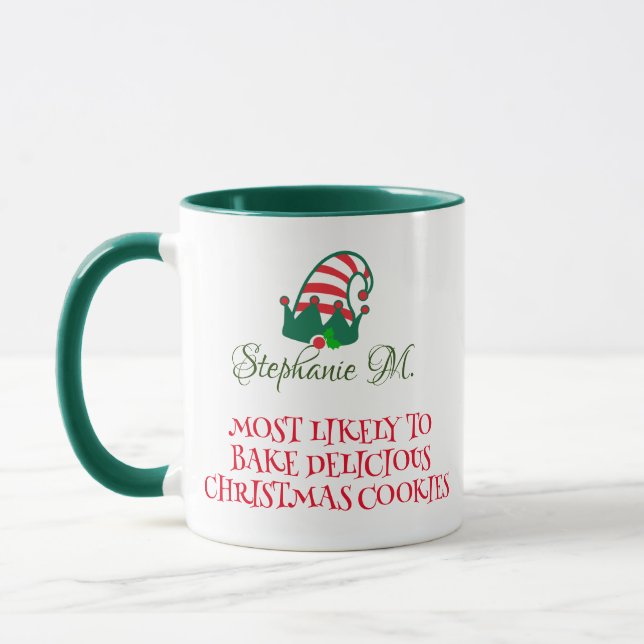 Mug Très Probable À Noël Mug, Personnalisé Xmas Elf (Gauche)