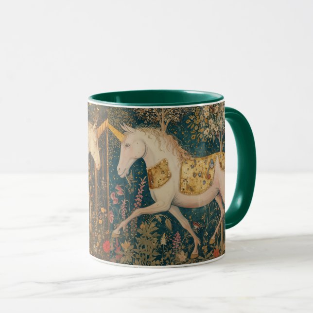 Mug Trésor Médiéval Unicorne Café/Boug de thé (Devant droit)