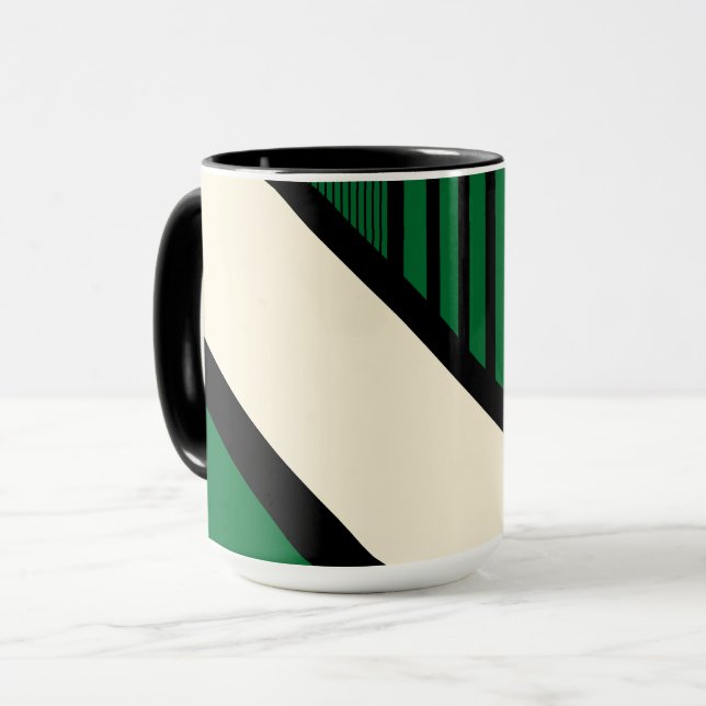 Mug Triangle - Vert, Crème et Noir (Devant gauche)
