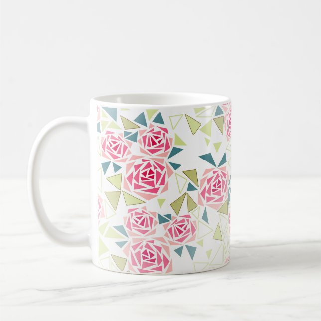 Mug Triangles Abstraits rose mosaïque moderne imprimé (Gauche)