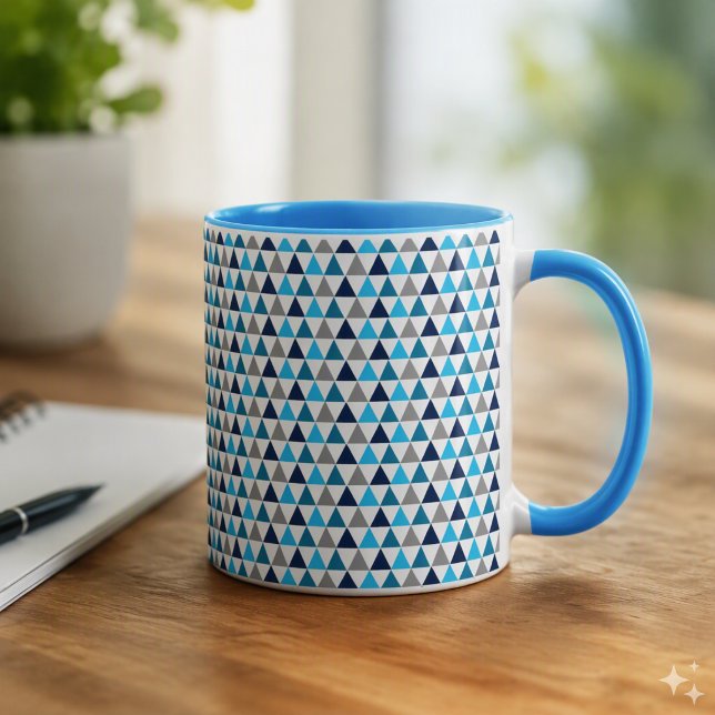 Mug Triangles géométriques bleus modernes (Créateur téléchargé)