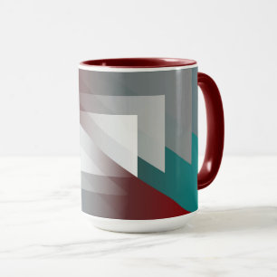 Mug Triangles gris turquoise sur bordeaux