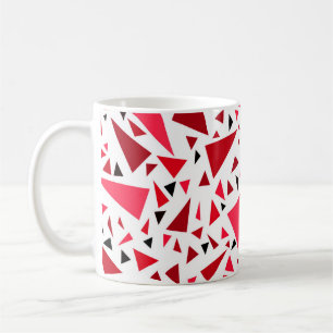 Mug triangles rouges carmin sur fond blanc rétro
